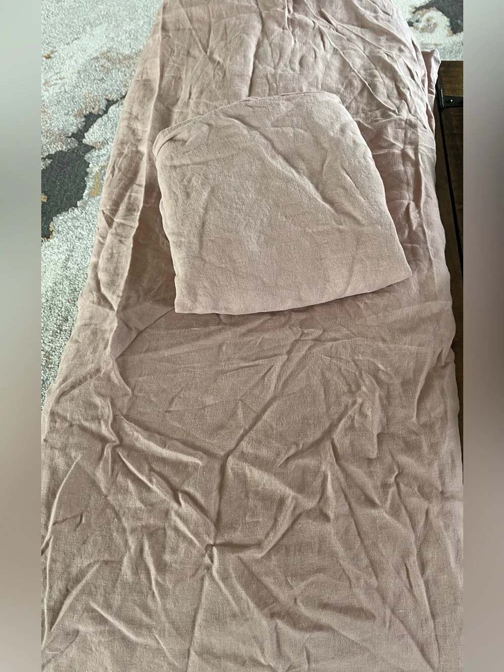 Quince European Linen 3 Pc Duvet Cover Set, King/Cal (Dusty Mauve)